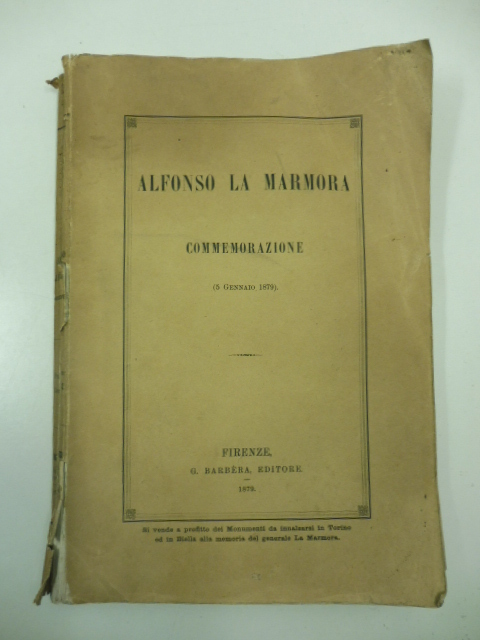 Alfonso La Marmora. Commemorazione (5 gennaio 1879)